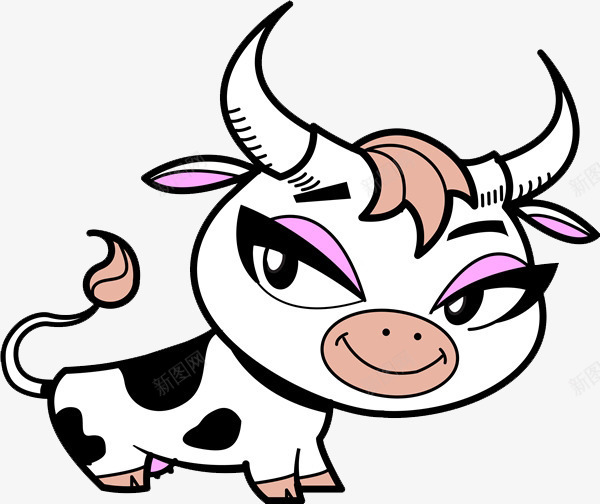 美女奶牛png免抠素材_新图网 https://ixintu.com 动物 卡通手绘 微笑 拟人化 教育 简笔牛 装饰