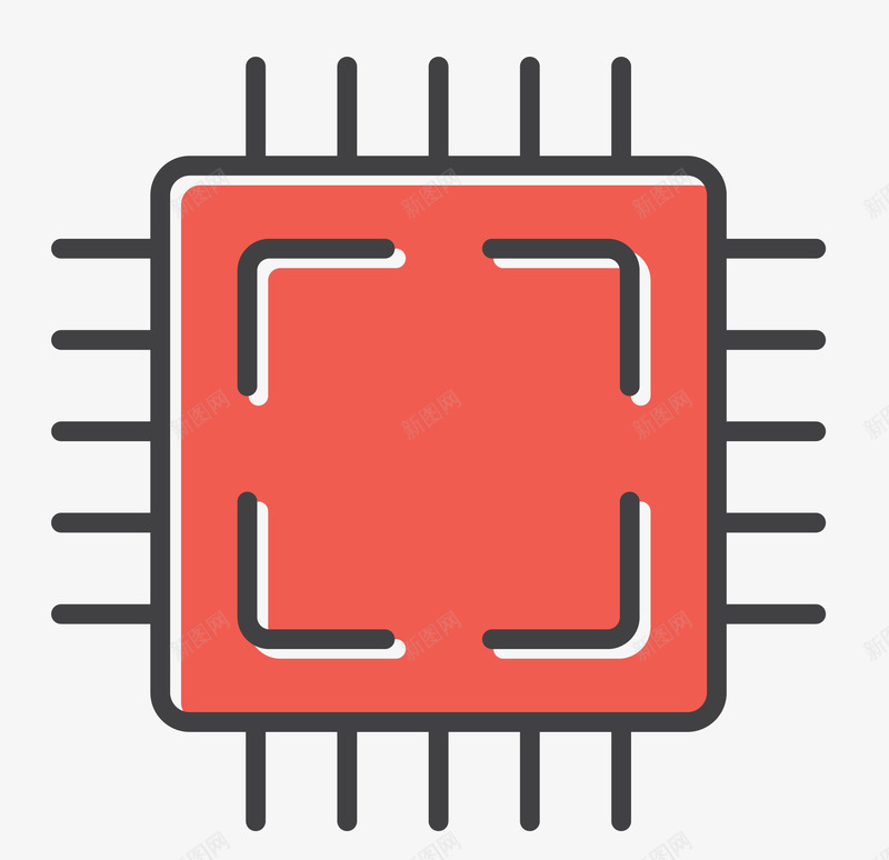 红色四方卡通芯片png免抠素材_新图网 https://ixintu.com 元器件 智能芯片 电子芯片 矢量电子芯片 矢量芯片 红色 芯片