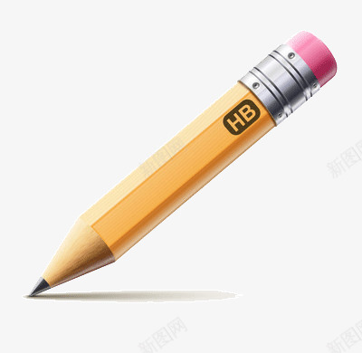 HB铅笔png免抠素材_新图网 https://ixintu.com 45度角 投影 黄色
