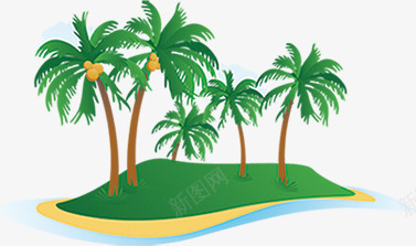 海边绿色小岛椰树png免抠素材_新图网 https://ixintu.com 小岛 椰树 海边 绿色
