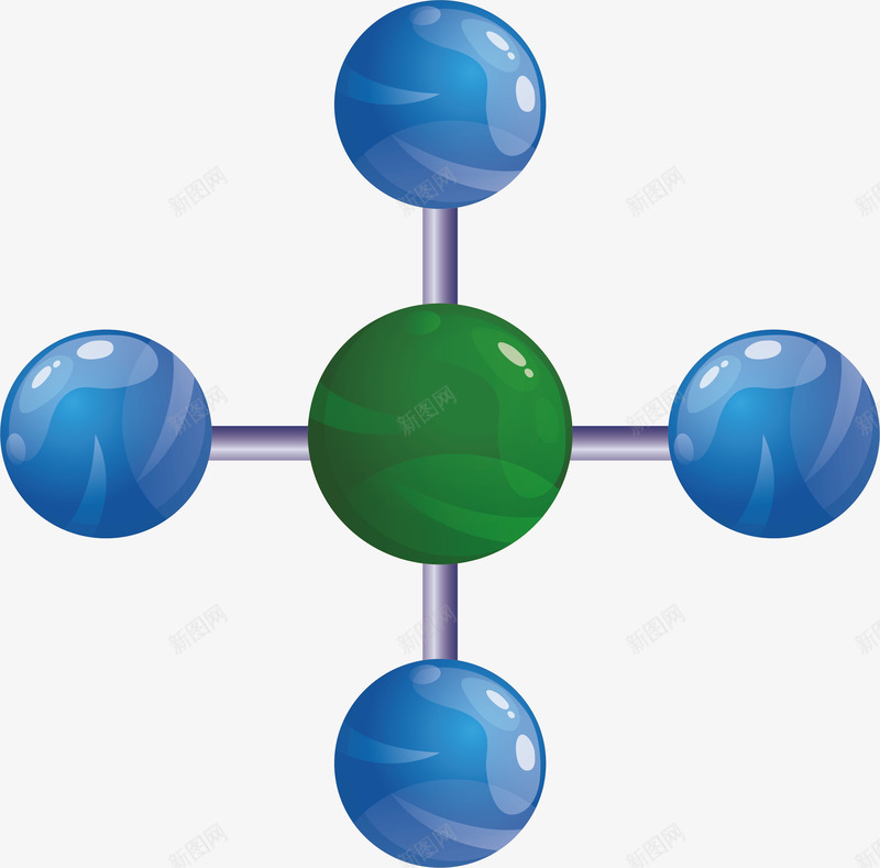 蓝色十字分子结构矢量图ai免抠素材_新图网 https://ixintu.com 分子 分子结构 十字分子 十字结构 矢量png 蓝色分子 矢量图