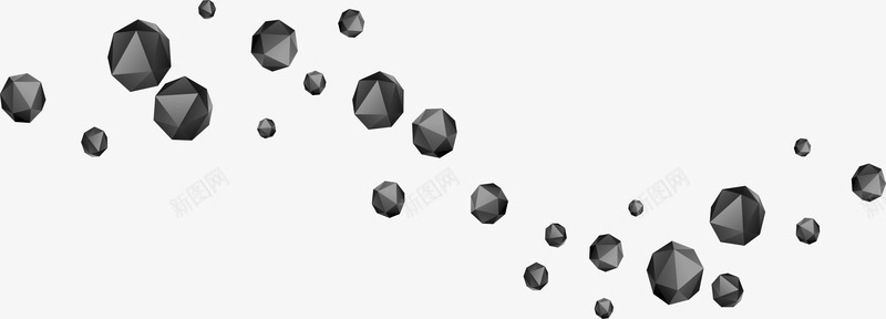 黑色多边形晶体结构png免抠素材_新图网 https://ixintu.com 分子结构 晶体 科技感