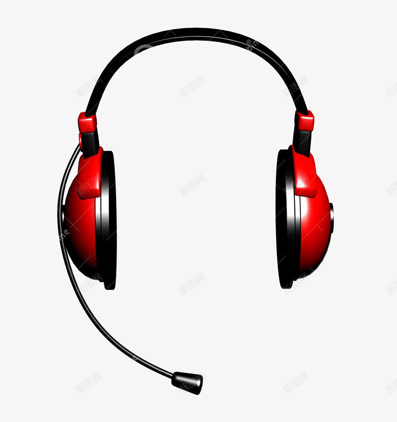 红黑色带麦耳机png免抠素材_新图网 https://ixintu.com 产品实物 带麦 电子科技 红黑色 耳机