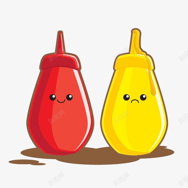 两个可爱的杯子png免抠素材_新图网 https://ixintu.com 卡通 可爱 杯子 番茄酱 调料罐