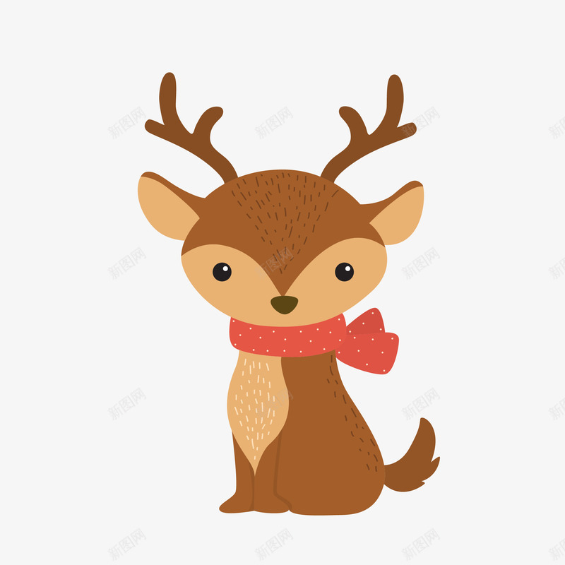 系围巾的麋鹿png免抠素材_新图网 https://ixintu.com 卡通 卡通可爱 卡通的 可爱的 可爱的麋鹿 矢量的 麋鹿