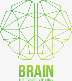 网状结构渐变绿色大脑结构高清图片