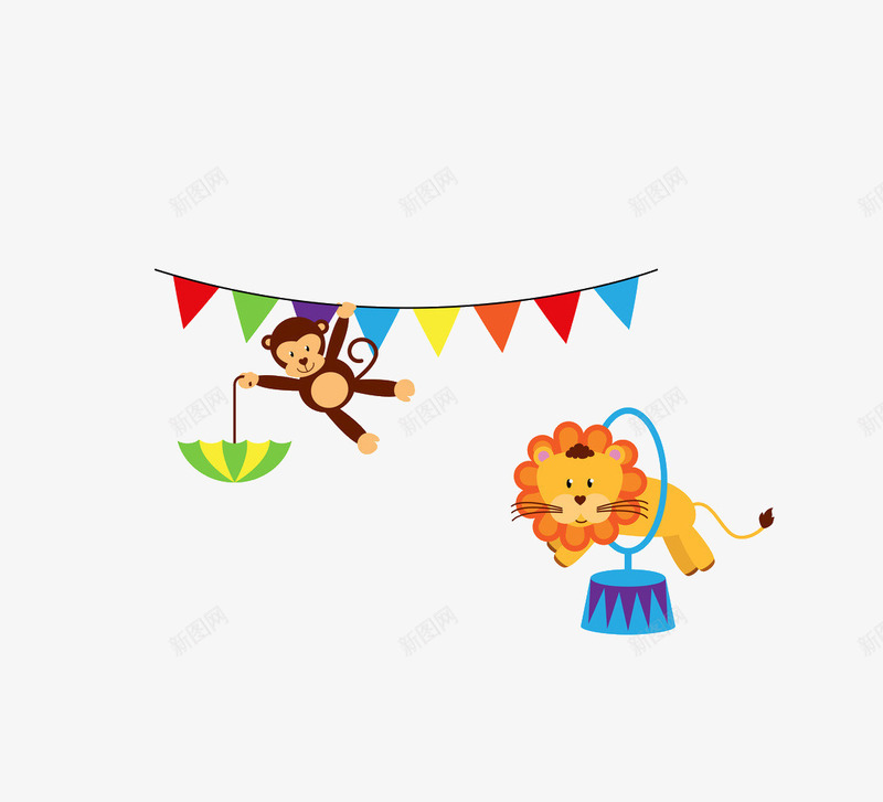 马戏团猴子表演png免抠素材_新图网 https://ixintu.com 动物 狮子 猴子 表演 马戏团