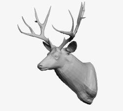麋鹿头角雕塑素材