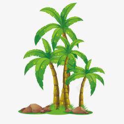 卡通夏日清新椰树矢量图素材
