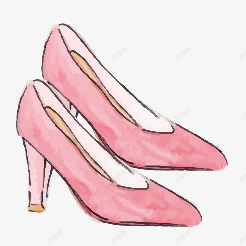 一双粉红色高跟鞋矢量图ai免抠素材_新图网 https://ixintu.com 女白领 手绘 时髦 知性职场 磨砂 粉色 高贵 高跟鞋 矢量图