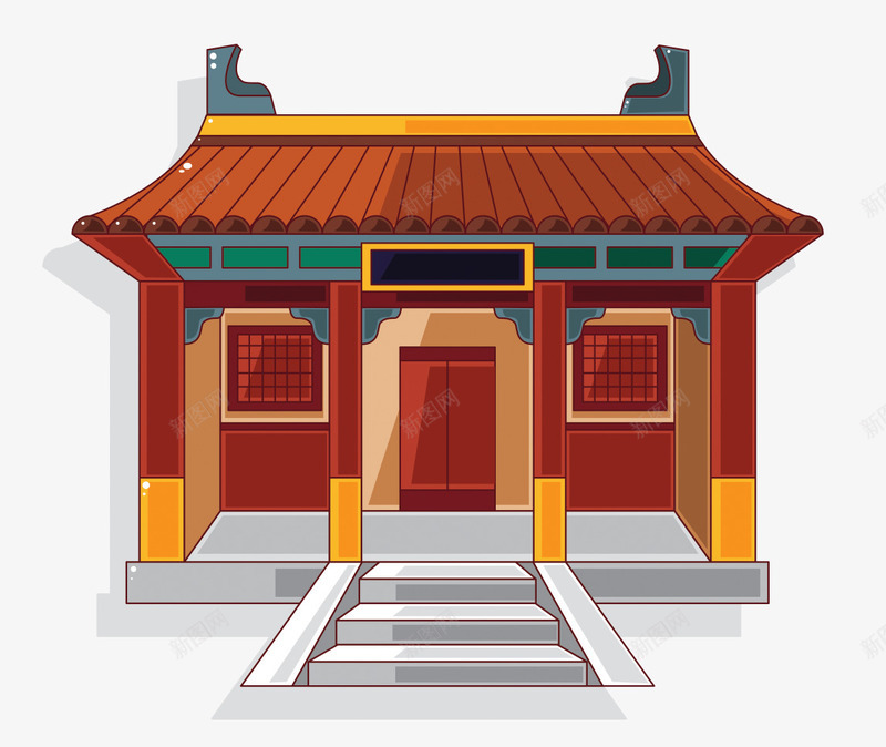 卡通古建筑png免抠素材_新图网 https://ixintu.com 其他 卡通 古建筑 红色