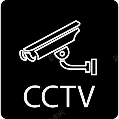 监控摄像机和CCTV字母在一个广场图标图标
