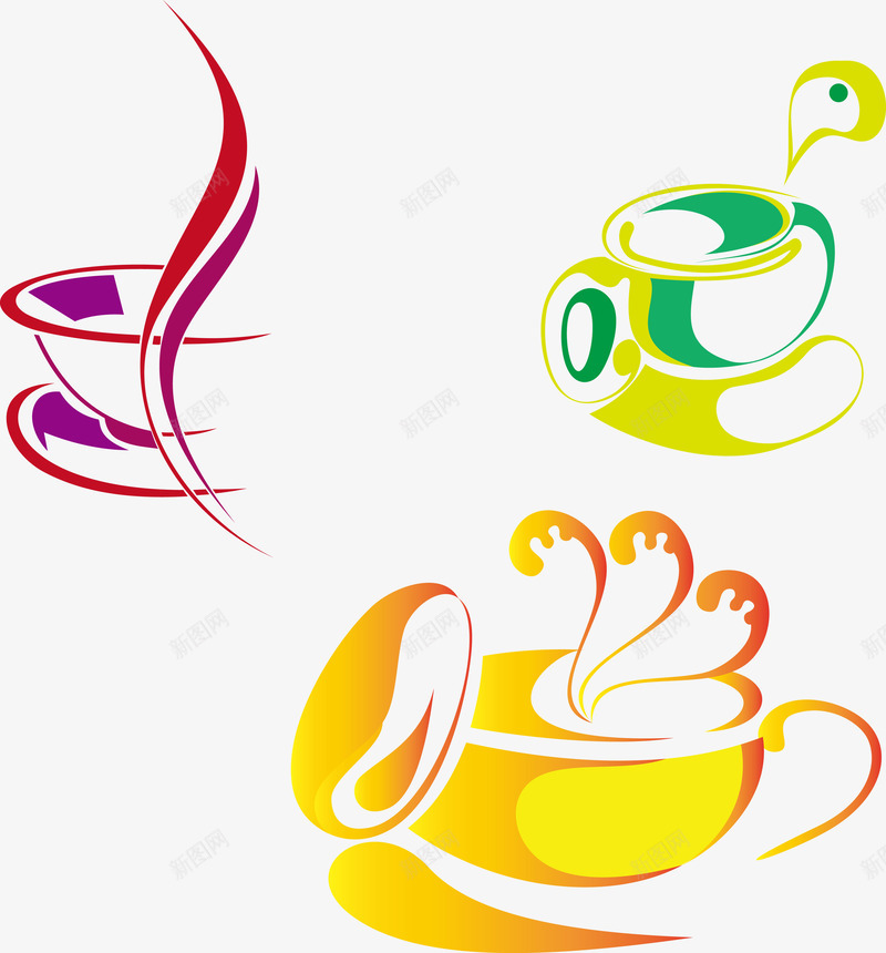 创意茶杯图标png_新图网 https://ixintu.com logo 杯子设计 标志 花纹