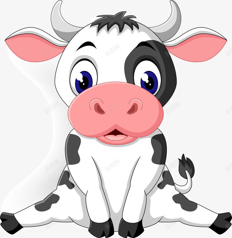 白色卡通奶牛png免抠素材_新图网 https://ixintu.com 卡通 奶牛 牛 白色 童趣 装饰图案