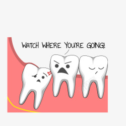 牙疼拔牙卡通手绘智齿阻生其他牙齿牙科插高清图片