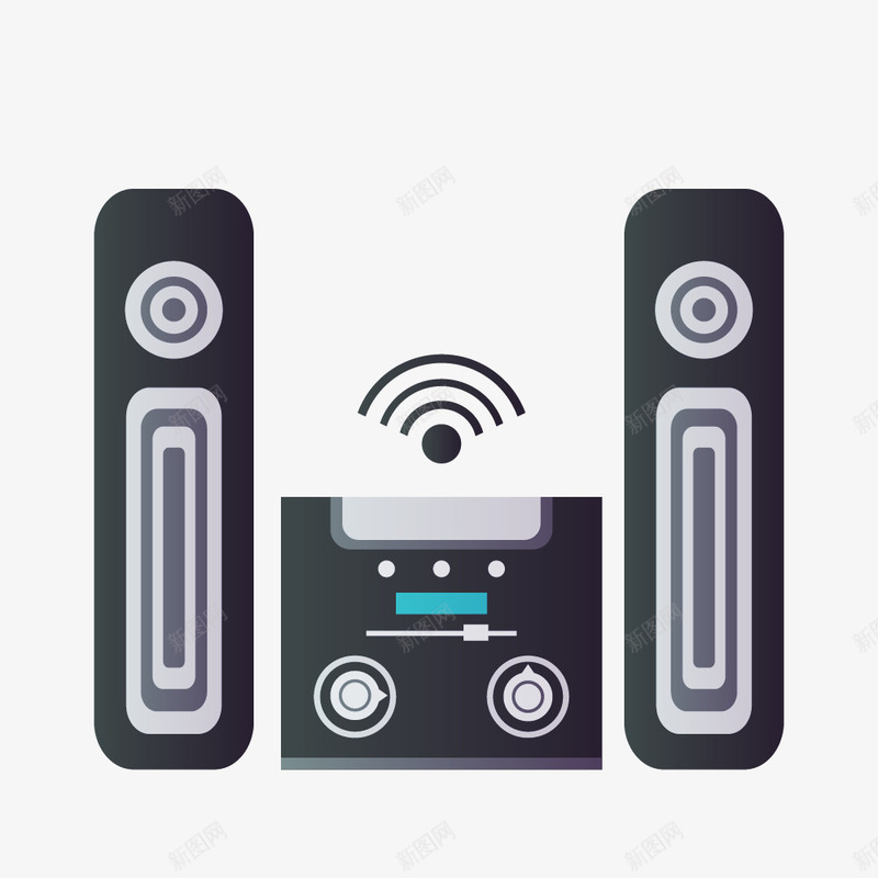 能连无线网的音响png免抠素材_新图网 https://ixintu.com 扁平化 无线 设备 音乐 音响