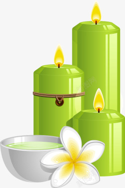 绿色蜡烛和鸡蛋花素材