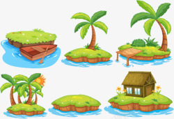 小岛小船椰树素材