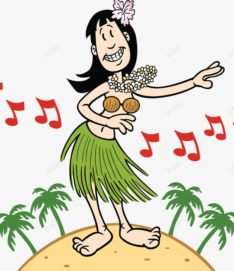 夏威夷草裙舞png免抠素材_新图网 https://ixintu.com 夏威夷 椰树 舞蹈 草裙 音乐