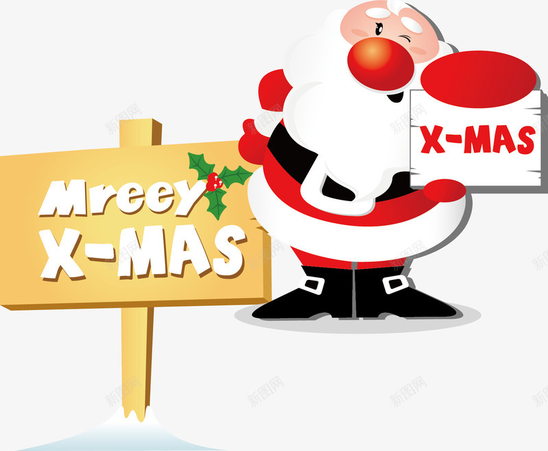 卡通圣诞老人png免抠素材_新图网 https://ixintu.com 卡通形象圣诞老人标题栏merrychristma