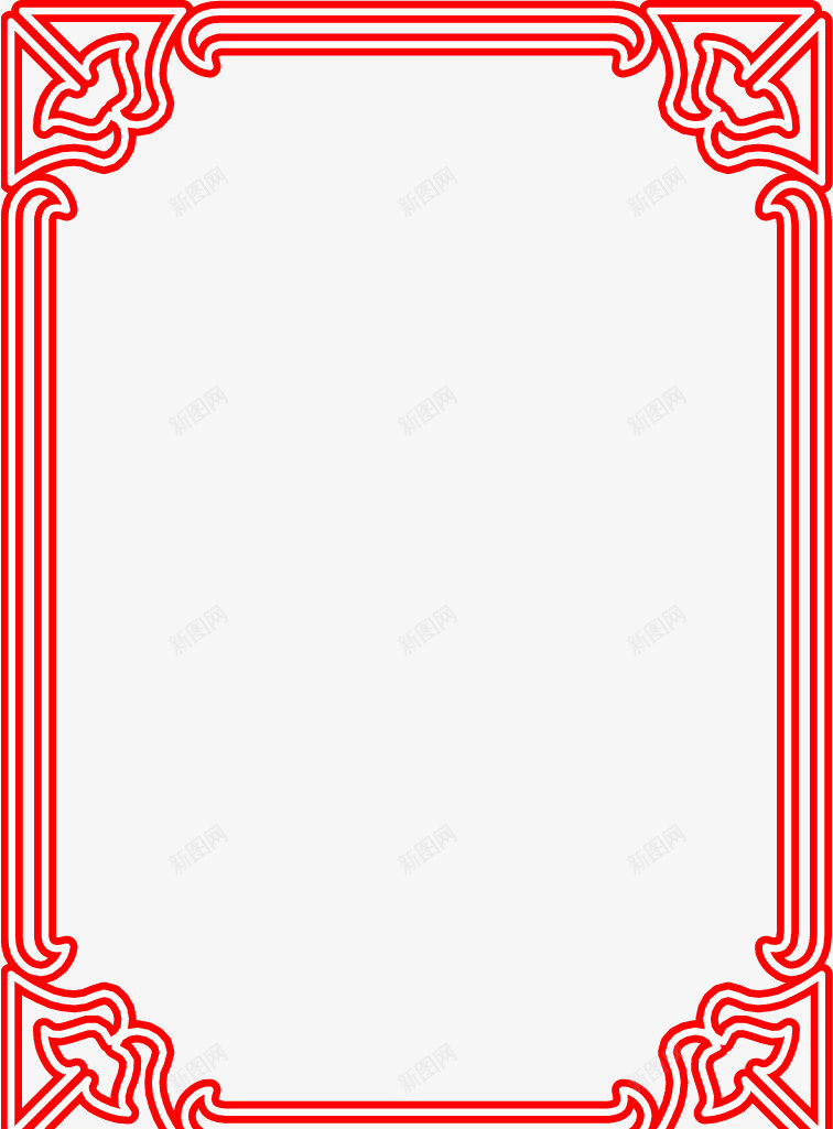 红色线条透明花纹边框png免抠素材_新图网 https://ixintu.com 红色 线条 花纹 边框 透明