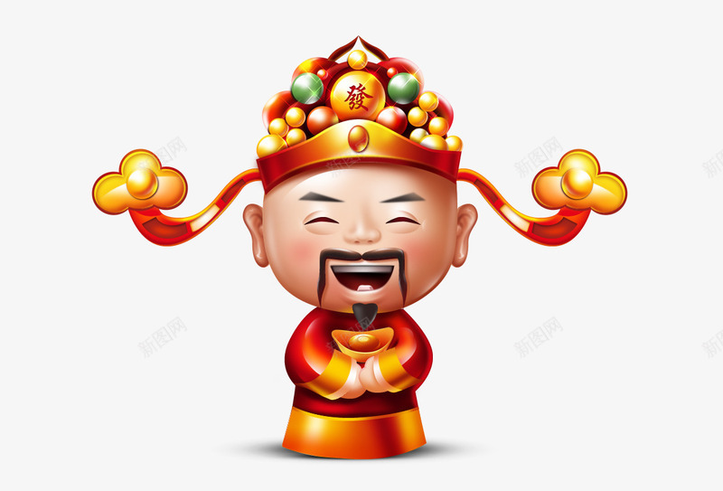 手绘黄色可爱财神图标png_新图网 https://ixintu.com 可爱 图标 财神 黄色