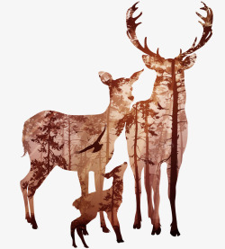 野生动物麋鹿手绘图素材