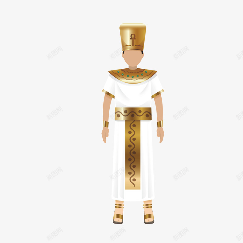埃及服饰人物矢量图ai免抠素材_新图网 https://ixintu.com 卡通人物 古埃及 埃及 服装 金色 矢量图