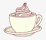 卡通手绘杯子泡好的茶杯子高清图片