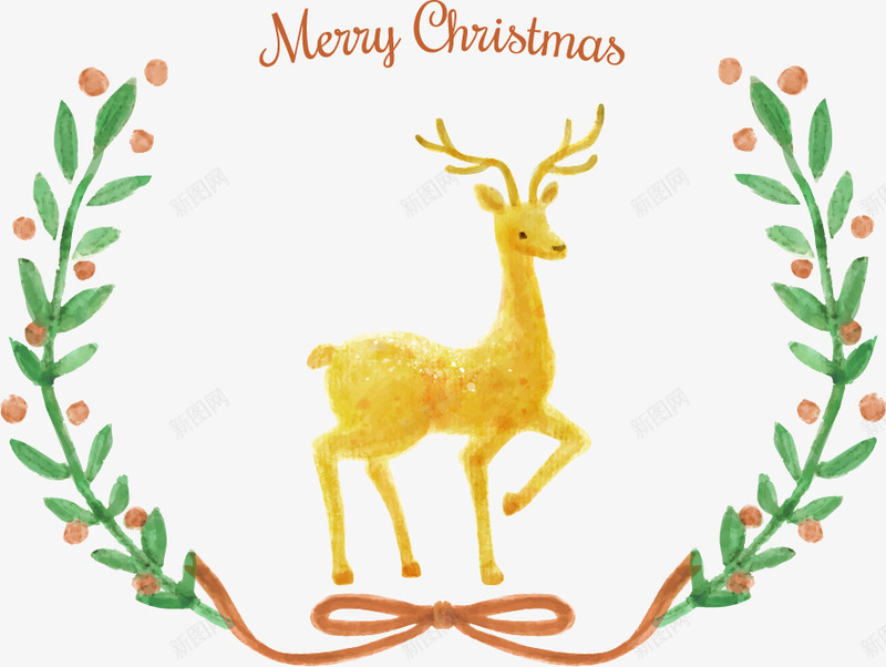 绿色清新圣诞节麋鹿装饰图案png免抠素材_新图网 https://ixintu.com 免扣PNG 圣诞节 木梁 清新 绿色 装饰图案