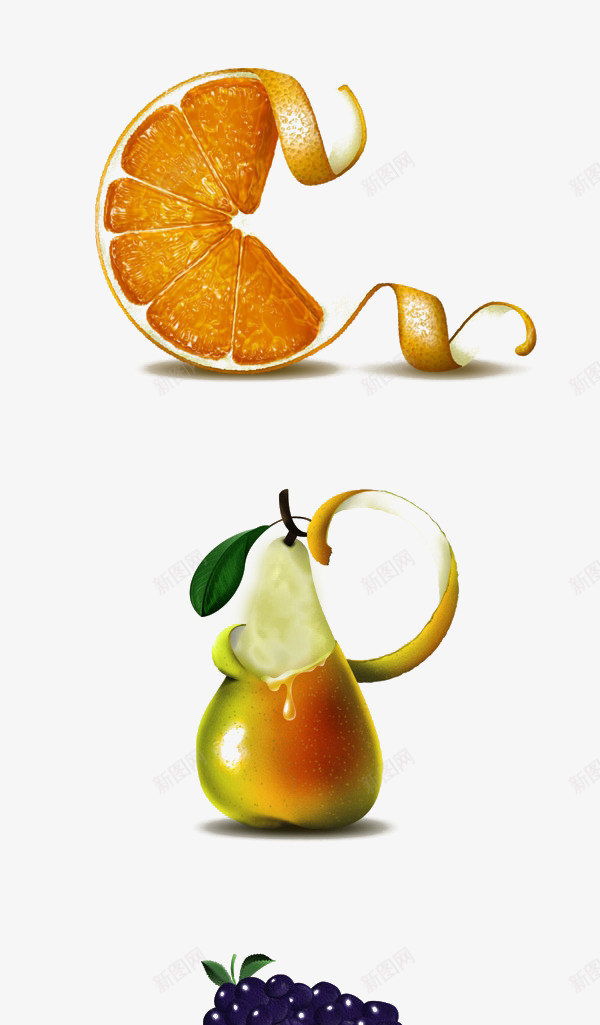 水果创意png免抠素材_新图网 https://ixintu.com 夏季水果创意 梨子 橙子 蓝莓