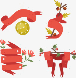 红色绸缎围绕的标签手绘红色条幅高清图片