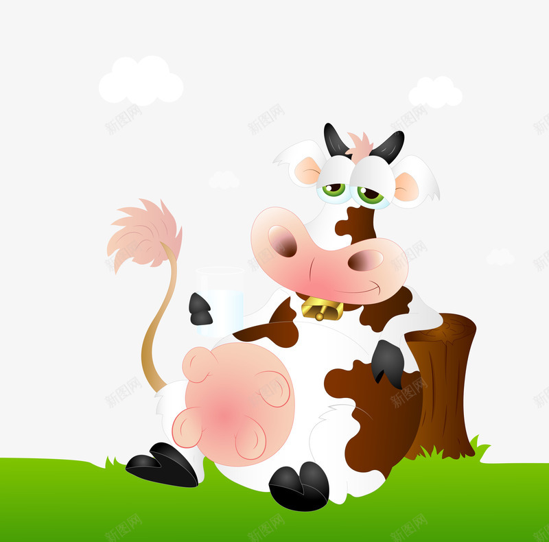 手绘动物奶牛png免抠素材_新图网 https://ixintu.com 动物 卡通手绘 可爱 奶牛