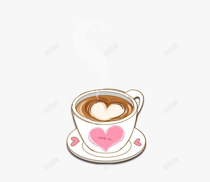 爱心咖啡杯png免抠素材_新图网 https://ixintu.com 咖啡 器皿 杯子 陶瓷 餐具