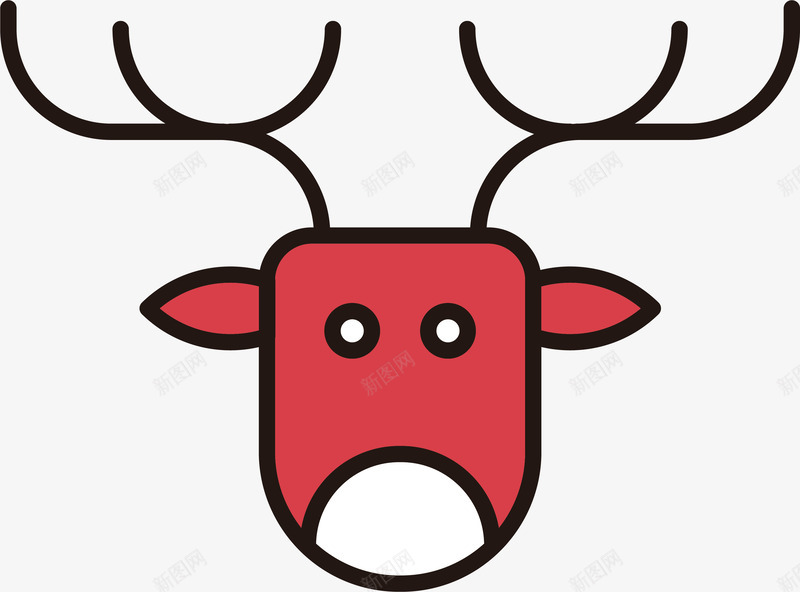 圣诞麋鹿标图标png_新图网 https://ixintu.com 圣诞佳节 小鹿 彩色底纹 扁平化 矢量图标 装饰图