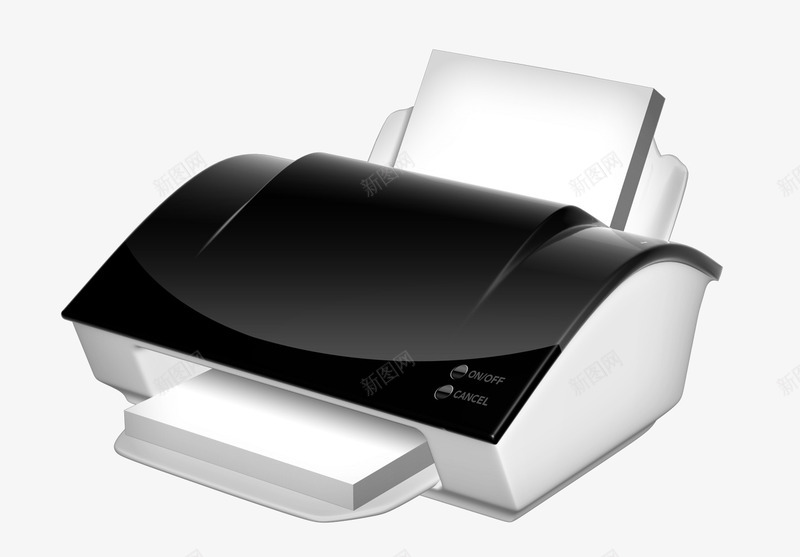 家用小型打印机png免抠素材_新图网 https://ixintu.com 光面 电子产品PNG素材 白纸 金属质感 黑白色