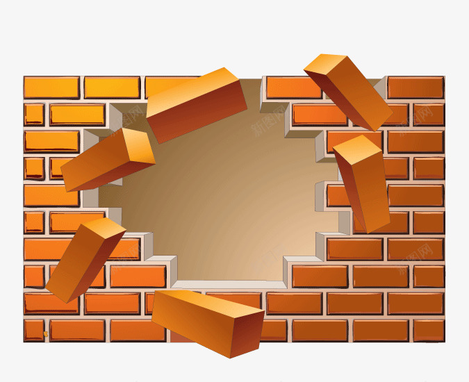 砖墙炸裂砖块装饰图案png免抠素材_新图网 https://ixintu.com 炸裂 砖块 砖墙 装饰图案