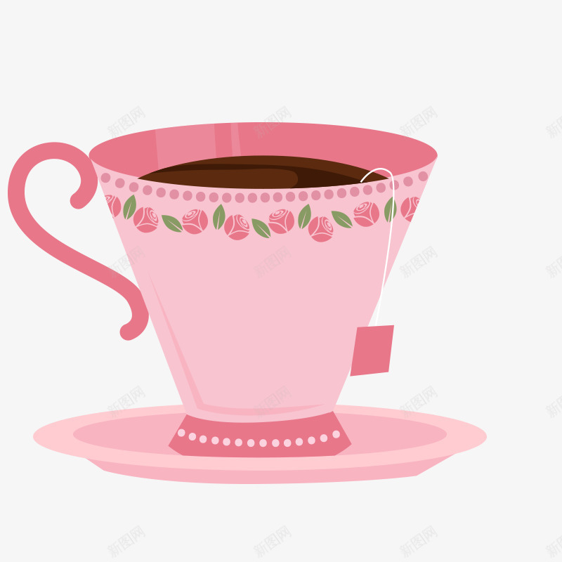 粉色茶杯png免抠素材_新图网 https://ixintu.com 咖啡杯 手绘杯子 茶杯