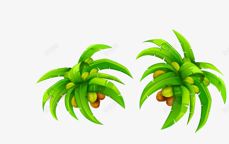 绿色椰树椰子两个矢量图eps免抠素材_新图网 https://ixintu.com 椰子两个 椰树 矢量椰树 绿色椰树 矢量图