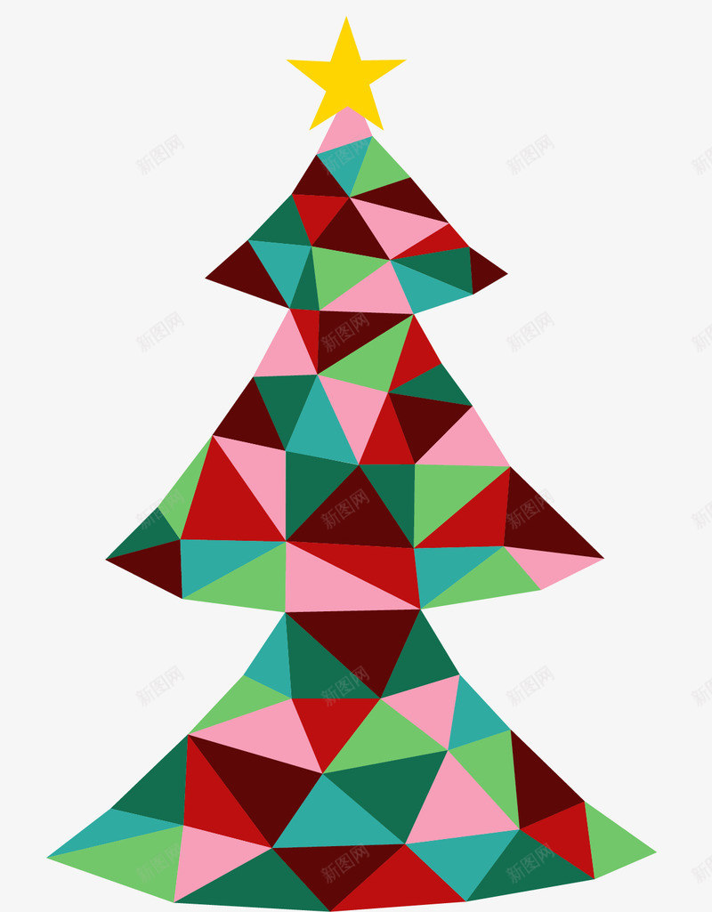 三角拼接圣诞树矢量图eps免抠素材_新图网 https://ixintu.com 圣诞树 星星 矢量图