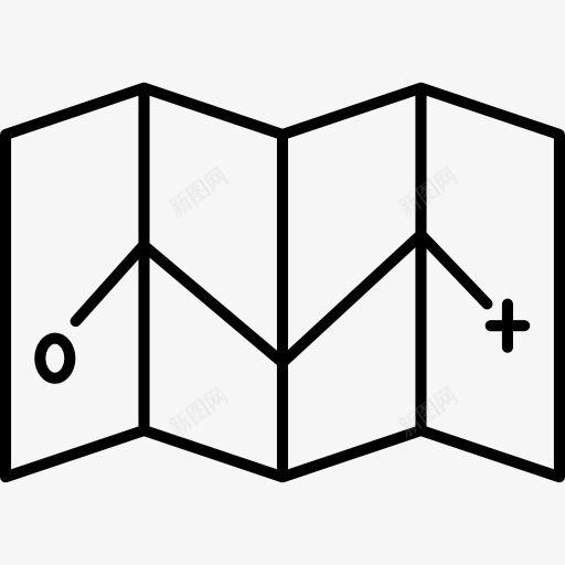 折叠地图两点图标png_新图网 https://ixintu.com 地图 地图上的位置 地图和国旗 定位 定向 方向