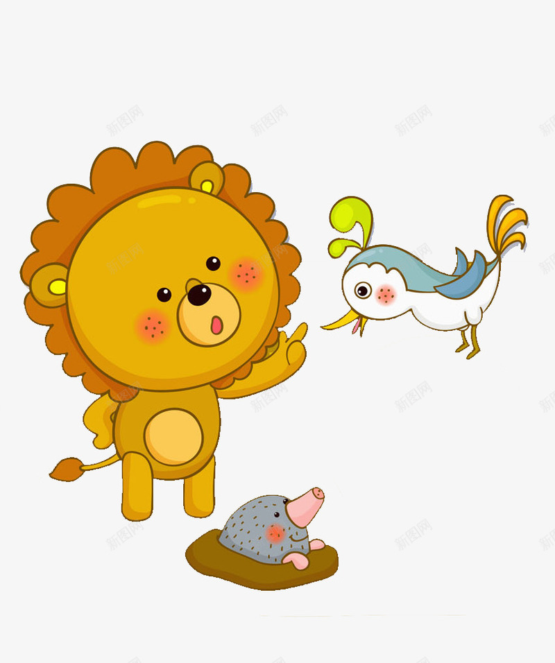 可爱的狮子png免抠素材_新图网 https://ixintu.com 动物 卡通 可爱的 地鼠 小鸟 手绘 插图 狮子