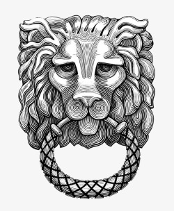 黑白狮子头图案素材