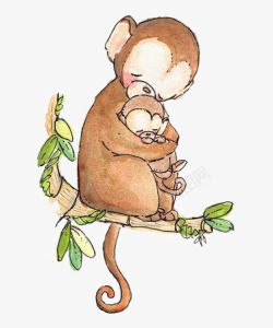 抱着小猴的猴妈妈素材