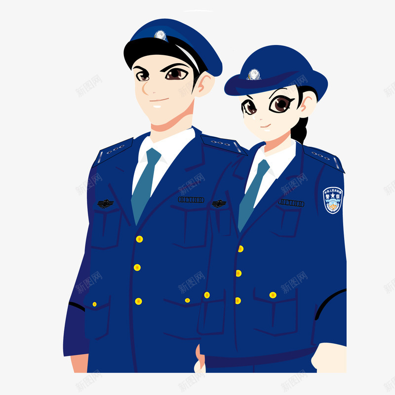 卡通警察公安形象矢量图ai免抠素材_新图网 https://ixintu.com 两个警察 公安形象 卡通 矢量图 警察