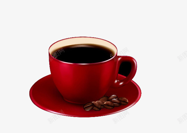 红色杯子咖啡咖啡豆png免抠素材_新图网 https://ixintu.com 咖啡 咖啡豆 杯子 现磨 红色