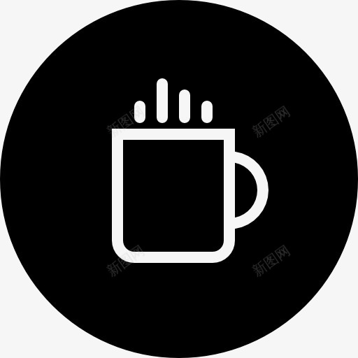 咖啡杯的黑色圆形按钮图标png_新图网 https://ixintu.com 咖啡 喝 圆形 填充圆形 按钮 杯 杯子 食品 黑色