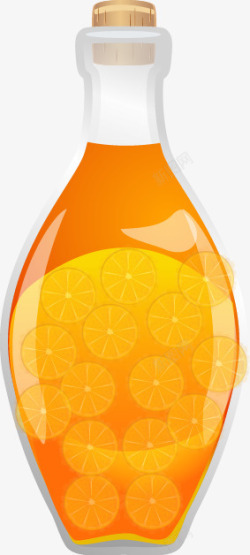 手绘黄色橙汁饮料木塞矢量图素材