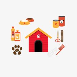 罐头碗彩色宠物狗用具狗掌印图标高清图片