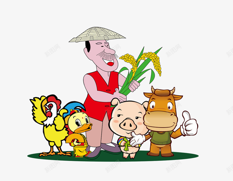 卡通农民形象png免抠素材_新图网 https://ixintu.com 农民 动物 卡通